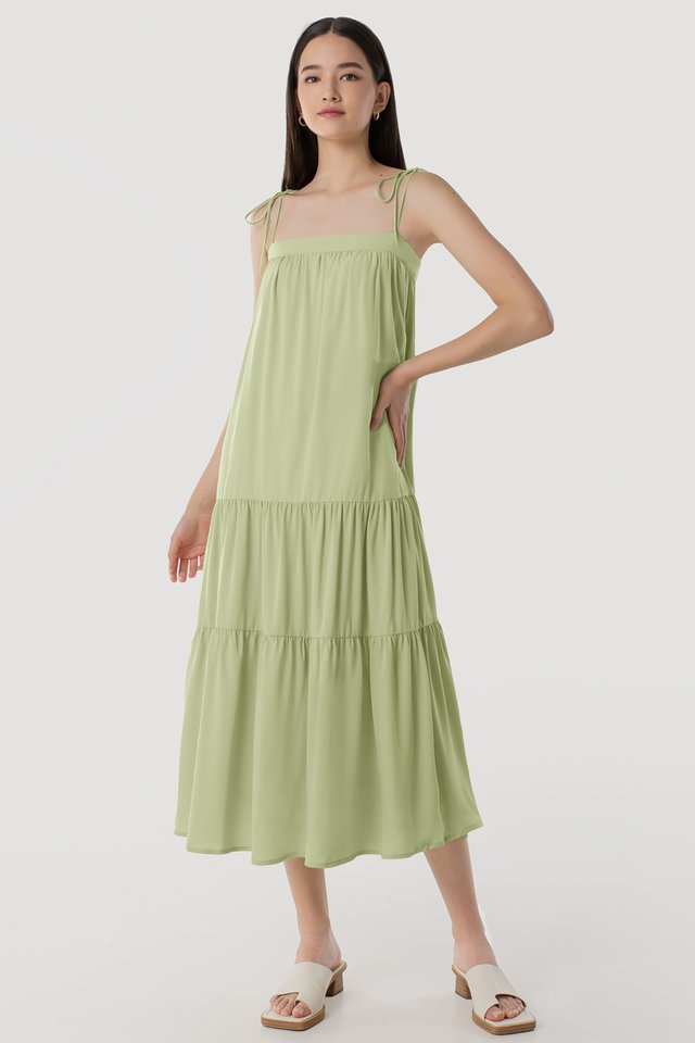 MIRANDA TIE-STRING TIERED TENT MAXI #MADEBYLOVET (APPLE GREEN) 