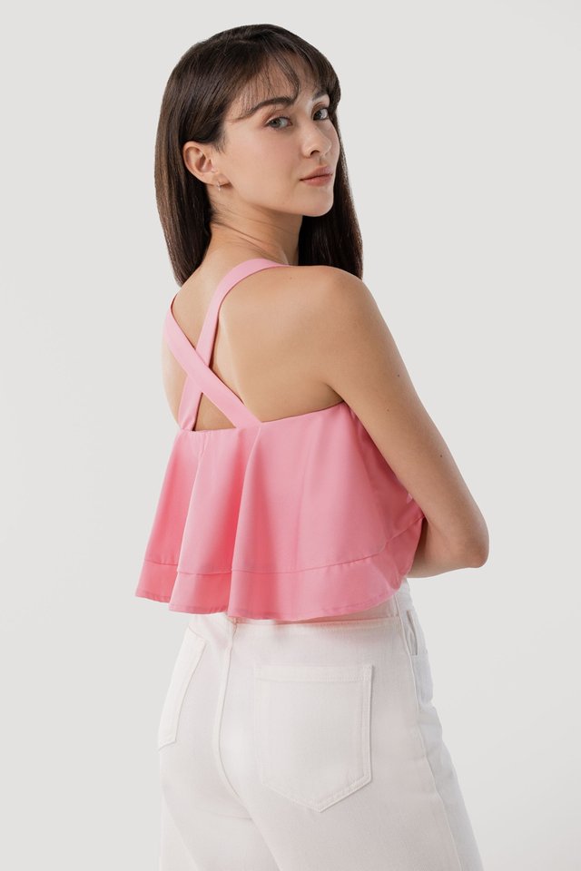 DARLIA CROSS BACK FLARE TOP #MADEBYLOVET (COSMO PINK)