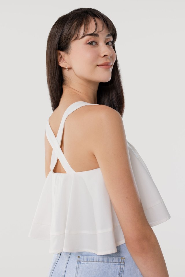 DARLIA CROSS BACK FLARE TOP #MADEBYLOVET (WHITE)