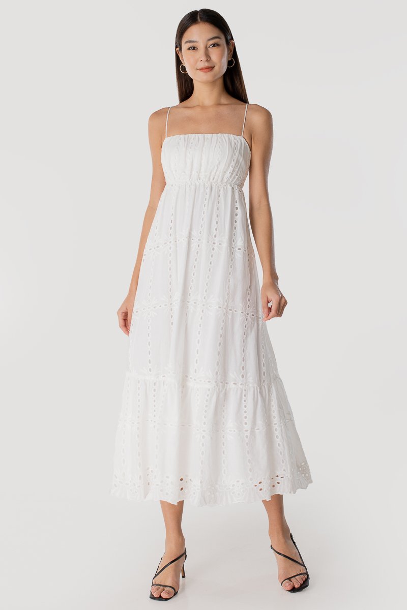 White cross strap sales detail maxi dress