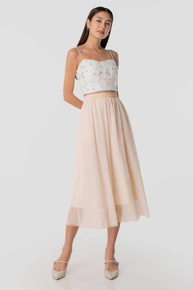 ESME MESH TULLE MIDAXI SKIRT #MADEBYLOVET (CHAMPAGNE)