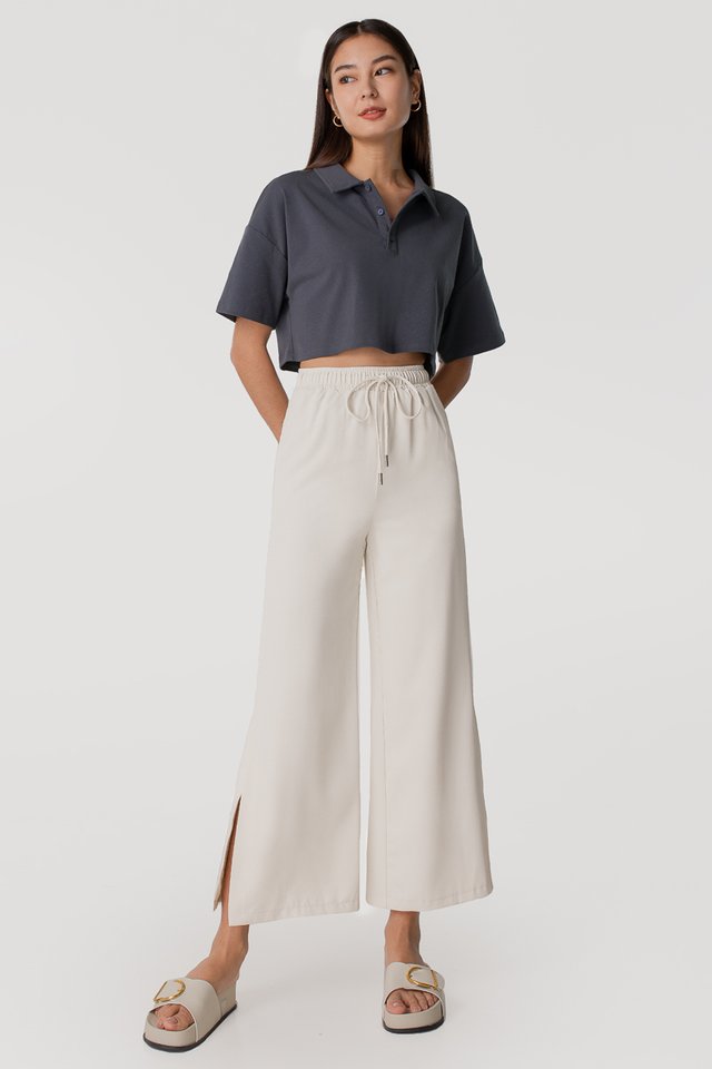 ERICA SIDE SLIT JOGGER PANTS (IVORY) 