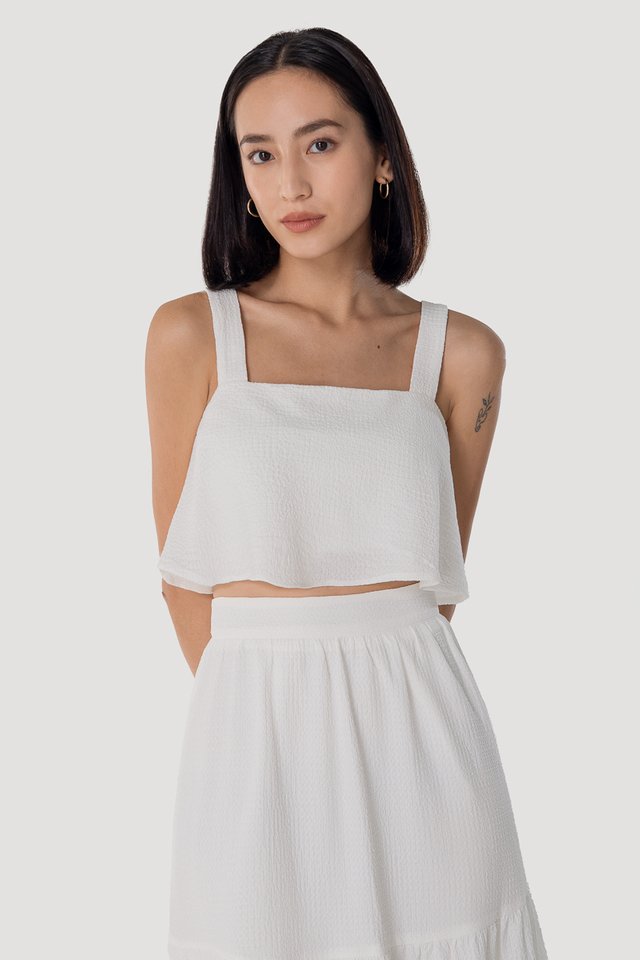 CARINE TEXTURED FLARE TOP (WHITE)