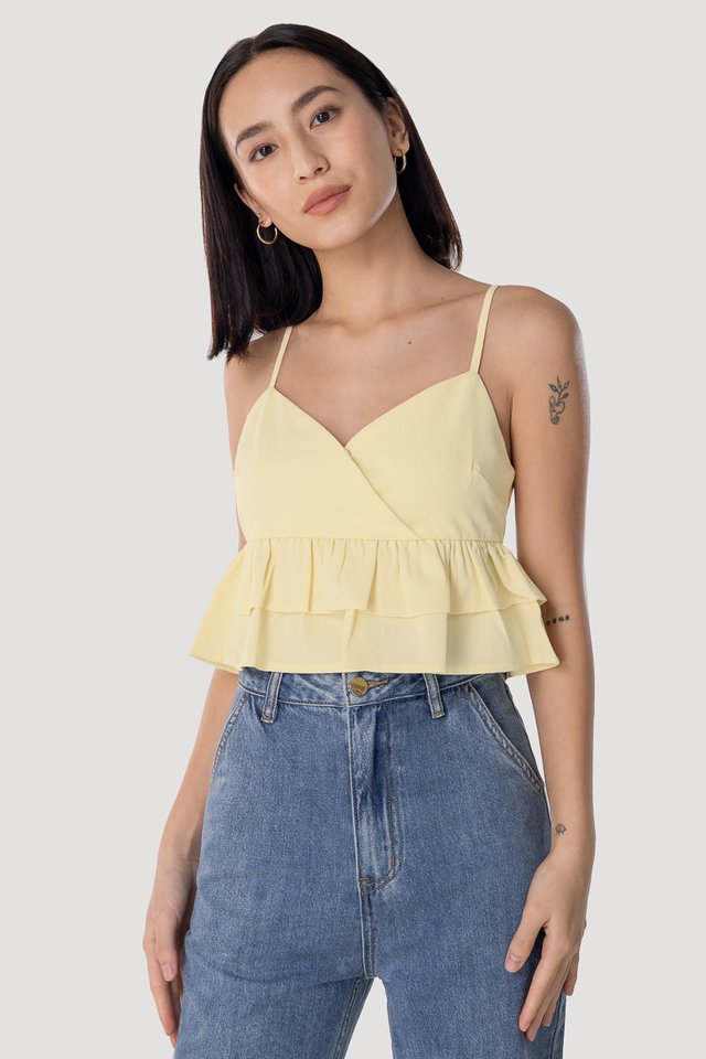 TRIANA WRAP RUFFLES TOP (MAIZE YELLOW)