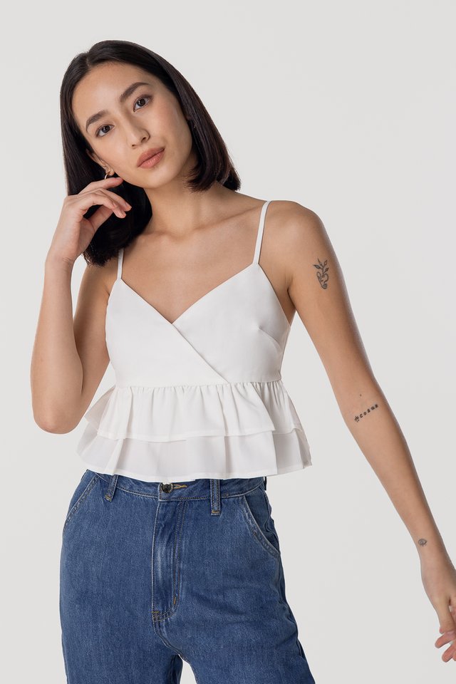 TRIANA WRAP RUFFLES TOP (WHITE)