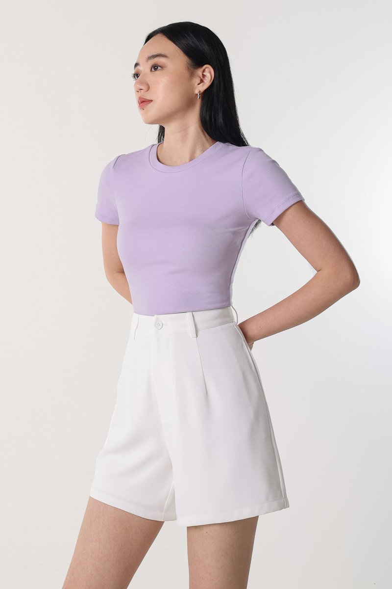 CANDRA BASIC CREW NECK TOP (LILAC)