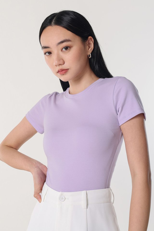 CANDRA BASIC CREW NECK TOP (LILAC) 