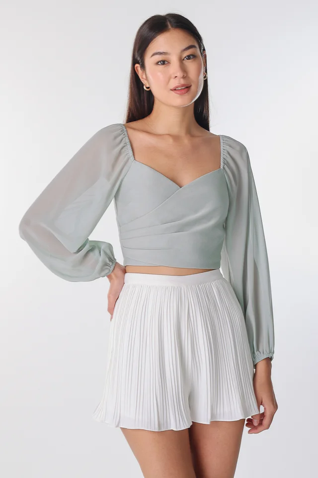 JOLIE WRAP SLEEVE TOP (DUST SAGE)