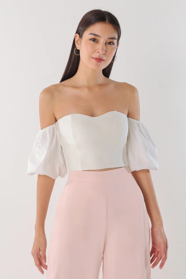 ALENA DETACHABLE SLEEVE TUBE TOP (WHITE)