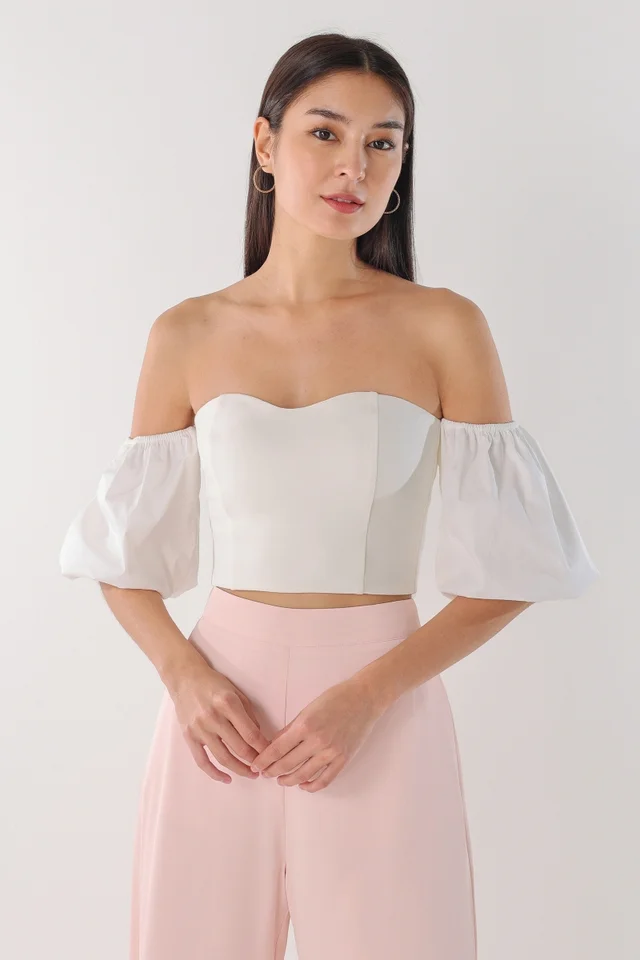 ALENA DETACHABLE SLEEVE TUBE TOP (WHITE)