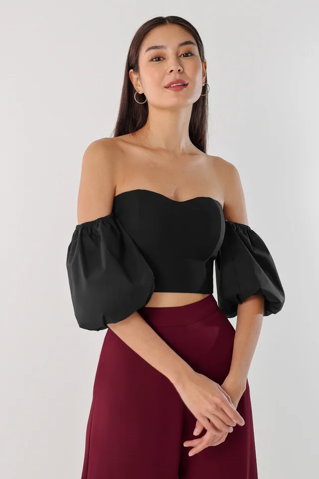 ALENA DETACHABLE SLEEVE TUBE TOP (BLACK)