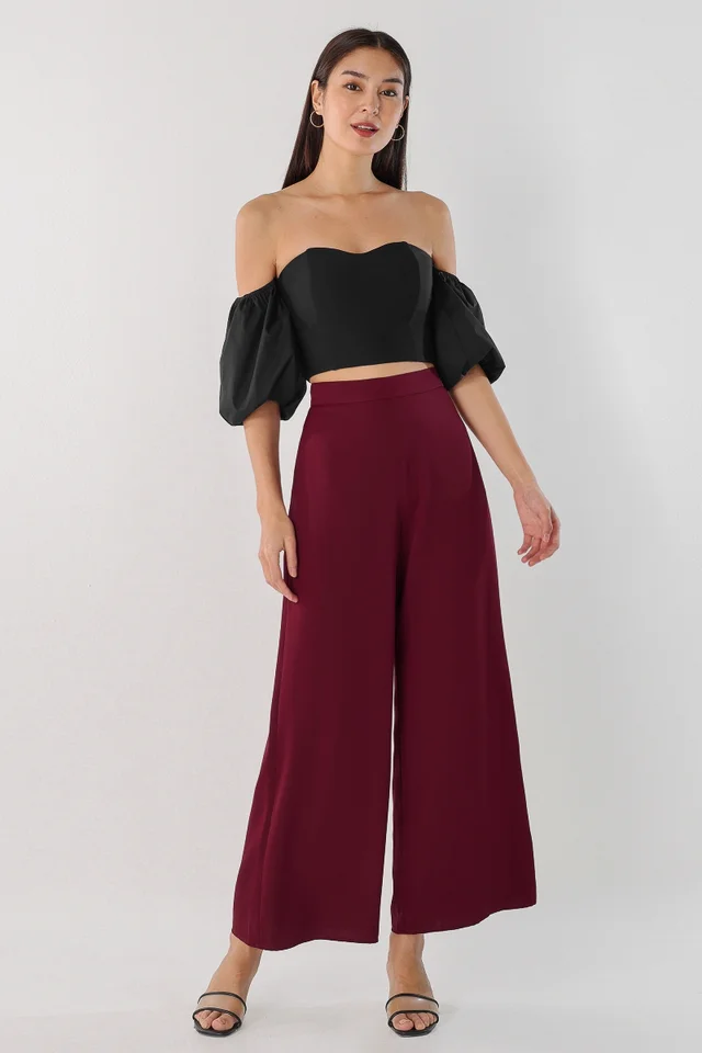 HERMOINE WIDE LEG PANTS (WINE)
