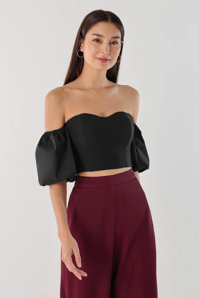 ALENA DETACHABLE SLEEVE TUBE TOP (BLACK)