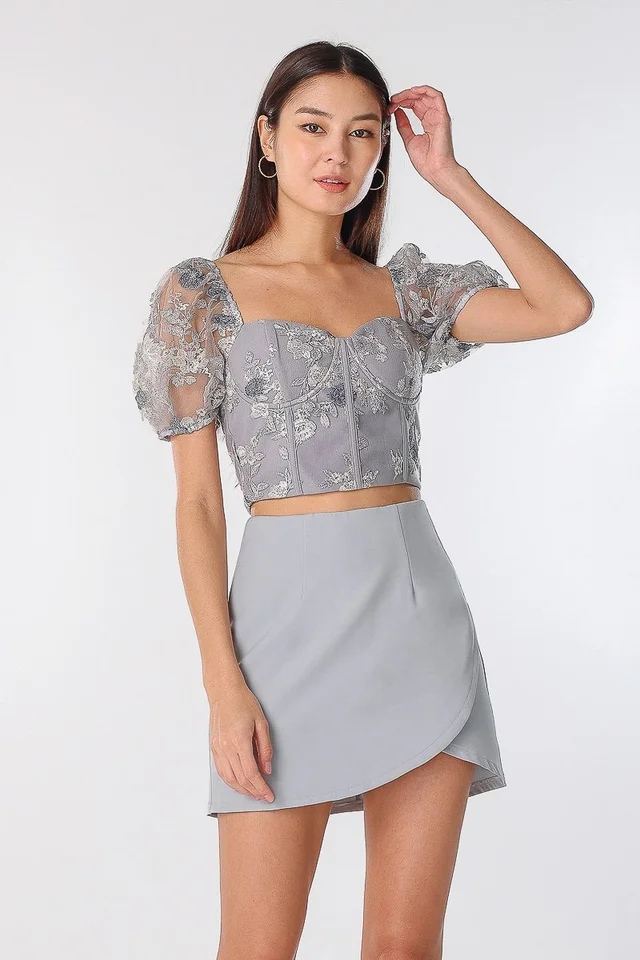 HALLIE OVERLAY TULIP SKORTS (FLORENTINE BLUE)